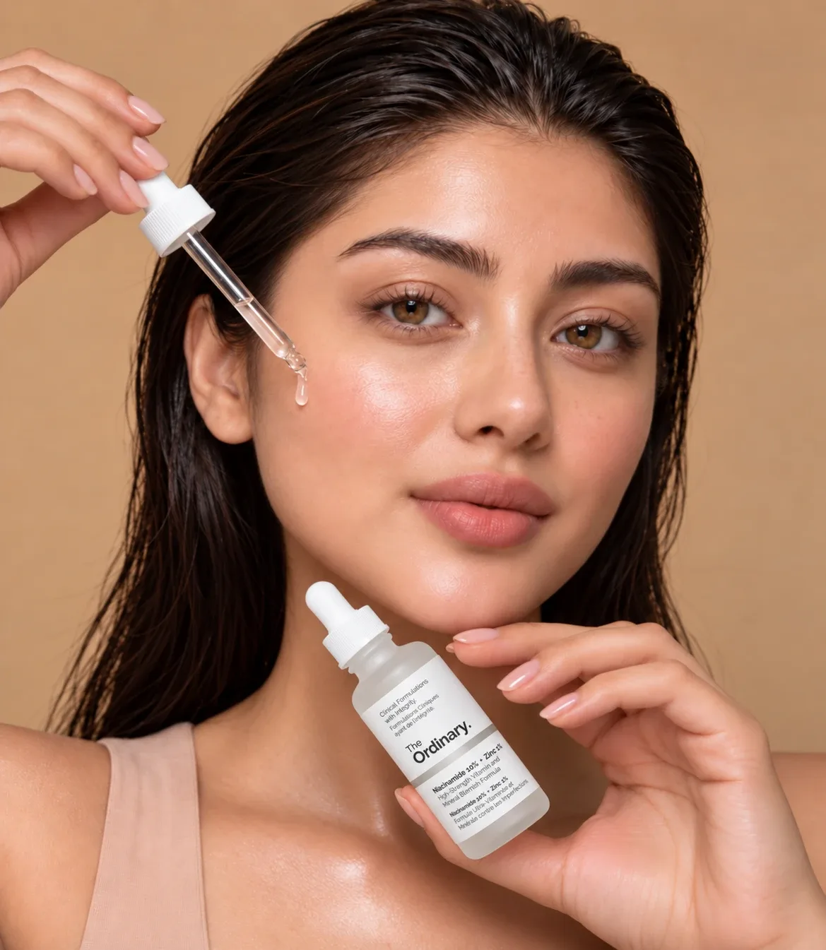 Woman using The Ordinary Niacinamide 10% + Zinc 1% serum