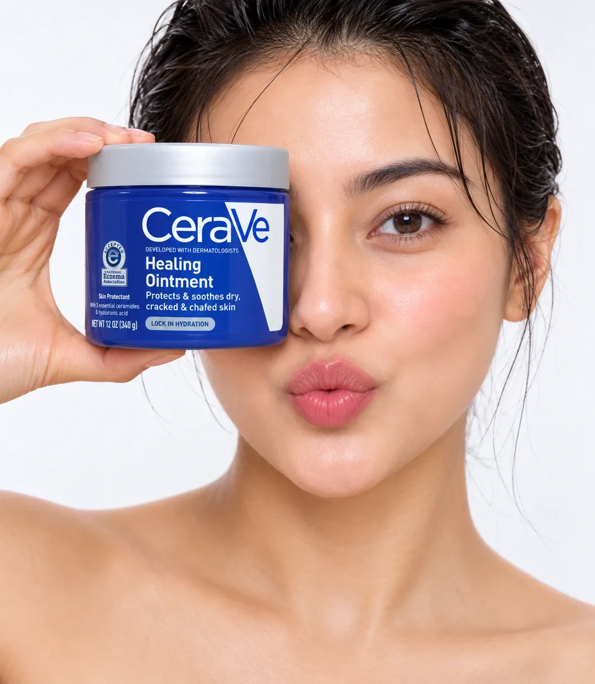 Woman holding CeraVe Healing Ointment