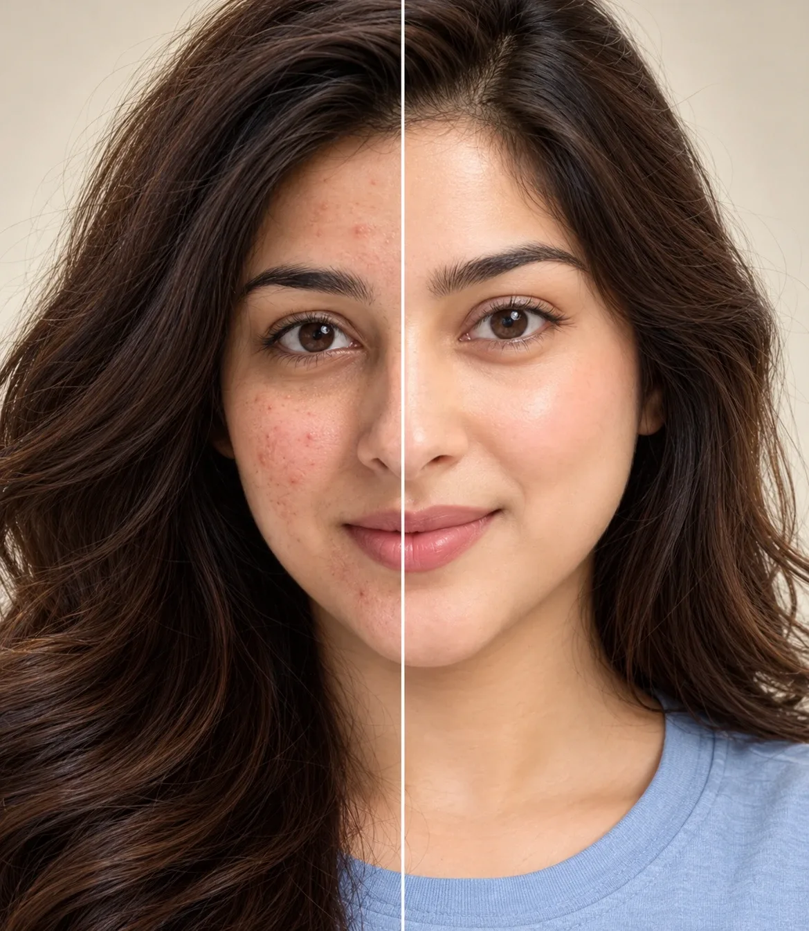 Before and after: clearer, calmer skin